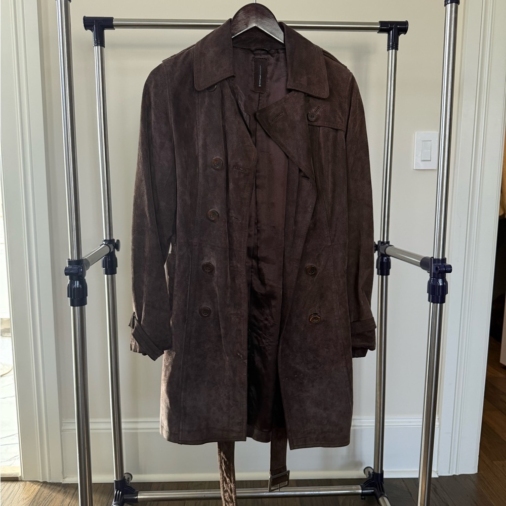NAF NAF Brown Suede Pea Coat